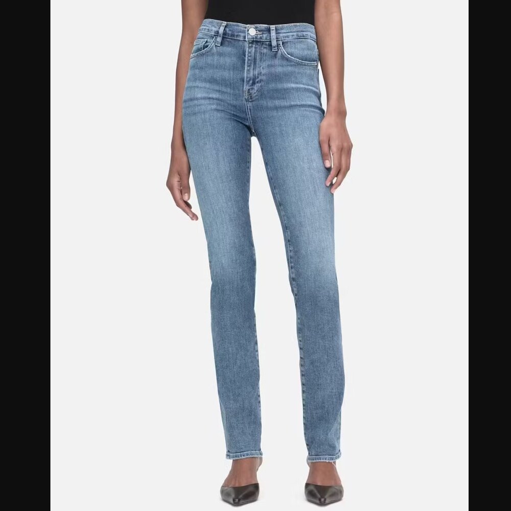 New FRAME Le High Straight Leg Long in Daphne Blue 25 SUPER STRETCH